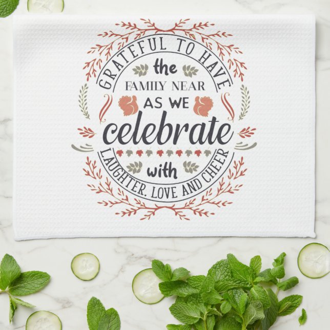 Hübscher glücklicher Herbst Dankbarkeit Geschirrtuch (Gefaltet)