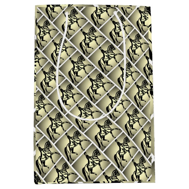 Hübscher Gold Dressurreiter Mittlere Geschenktüte (Vorderseite)