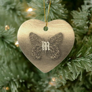 Hübscher Goldbarmherziger Monogram-Ornament Keramik Ornament
