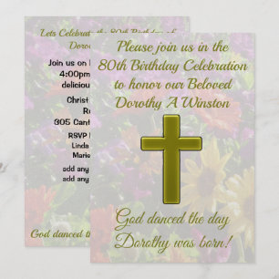 HÜBSCHER GOLDCROSS 80. GEBURTSTAG EINLADUNG