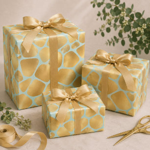 Hübscher Goldener Giraffenaufdruck auf mintgrünem Geschenkpapier Set