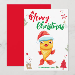 Hübscher Goldfisch Weihnachts-Feiertags-Familienna Feiertagskarte