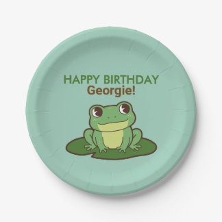 Hübscher grüner Frosch Frohe Geburtstagsfeier Papi Pappteller