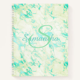 Hübscher grüner Marmorname Personalisiert Notizbuch
