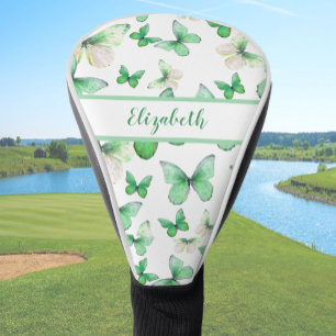 Hübscher grüner Schmetterling mit individuellem Na Golf Headcover
