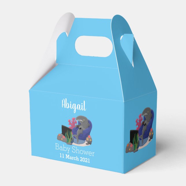 Hübscher Hai beim Fernsehen Cartoon Geschenkschachtel (Vorderseite)