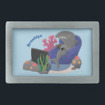 Hübscher Hai beim Fernsehen Cartoon Rechteckige Gürtelschnalle<br><div class="desc">Dieses lustige Design hat einen Hai,  der fernsieht. Vielleicht eine Angelschau? Gezeichnet in lustigen Cartoon Illustrationsstil.</div>