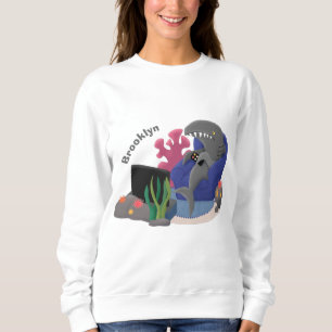 Hübscher Hai beim Fernsehen Cartoon Sweatshirt