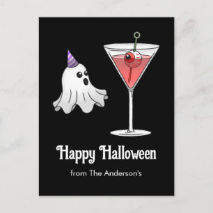 Hübscher Halloween-Geist & gruseliger Cocktail Feiertagspostkarte