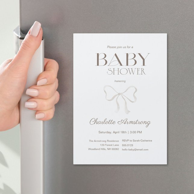 Hübscher hell staubblauer Schick-Bogen Baby-Junge- Magnetkarte (Light Dusty Blue Chic Bow Baby Boy Shower Magnet ©Susanne Sachers - Sunny Mind 🌞)