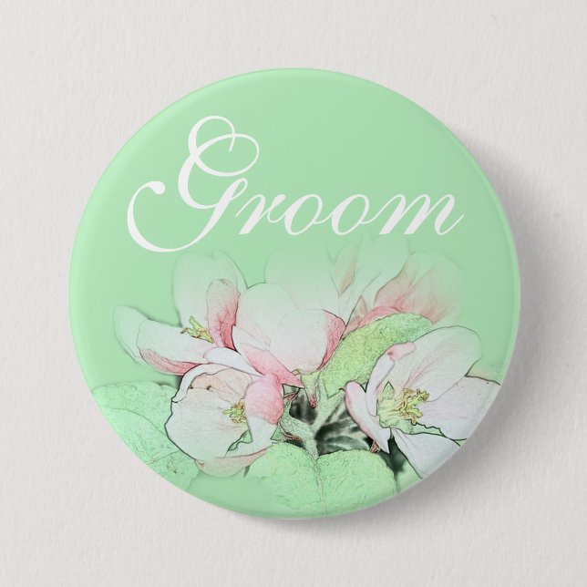 Hübscher, hellrosa Apfel Blume Bräutigam Button (Vorderseite)