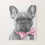 Hübscher Hengst mit rosa Bug Puzzle<br><div class="desc">Adortable französische Bulldogge mit rosa Bug als Bleistifskizze</div>
