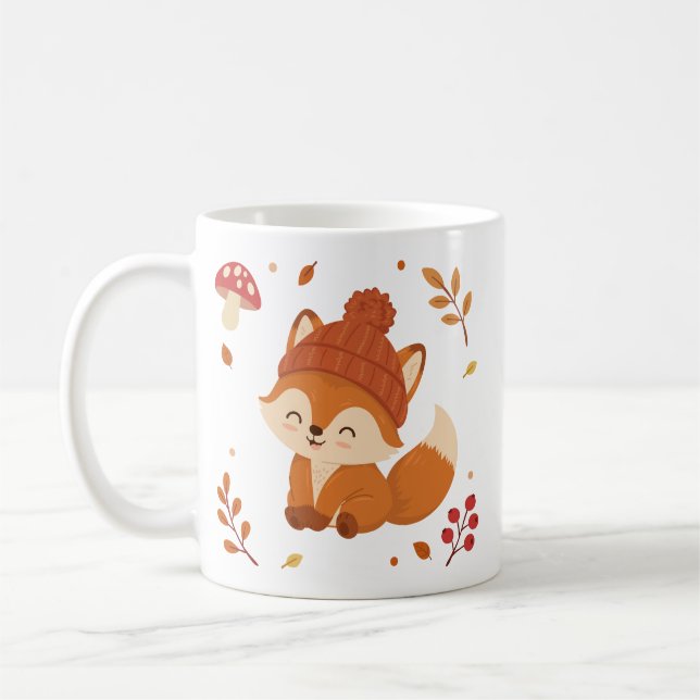 Hübscher Herbst-Fuchs-Wasserfarbe-Kaffee Kaffeetasse (Links)