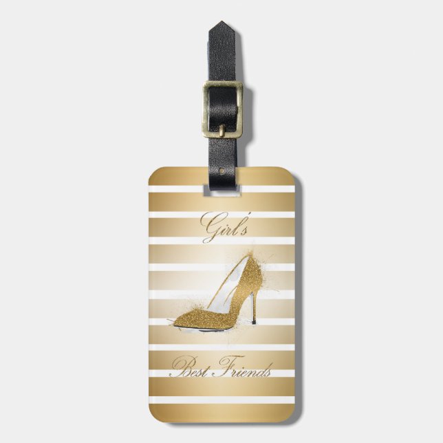 Hübscher High Heels Schuh "Girls best Friends" Gepäckanhänger (Vorderseite vertikal)