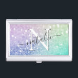 Hübscher holografischer Glitzer Girly Glamour Visitenkarten Dose<br><div class="desc">Dieses farbenfrohe,  bunt-bunt-bunt-bunt-Glitzer-Muster lässt sich einfach mit Ihren individuellen Details personalisieren.</div>