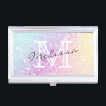 Hübscher holografischer Glitzer Girly Glamour Visitenkarten Dose<br><div class="desc">Dieses farbenfrohe,  bunt-bunt-bunt-bunt-Glitzer-Muster lässt sich einfach mit Ihren individuellen Details personalisieren.</div>