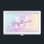 Hübscher holografischer Glitzer Girly Glamour Visitenkarten Dose<br><div class="desc">Dieses farbenfrohe,  bunt-bunt-bunt-bunt-Glitzer-Muster lässt sich einfach mit Ihren individuellen Details personalisieren.</div>