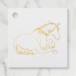 Hübscher HORSE-Lying Down, Line-Zeichn Geschenkanhänger
