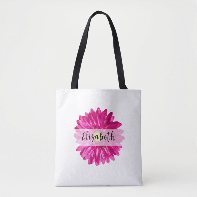 Hübscher Hot Pink Daisy Individuelle Name (Vorderseite)