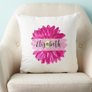 Hübscher Hot Pink Daisy Individuelle Name Kissen