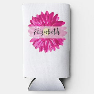 Hübscher Hot-Pink-Daisy-Individuelle Name und Mono Selters Dosenkühler