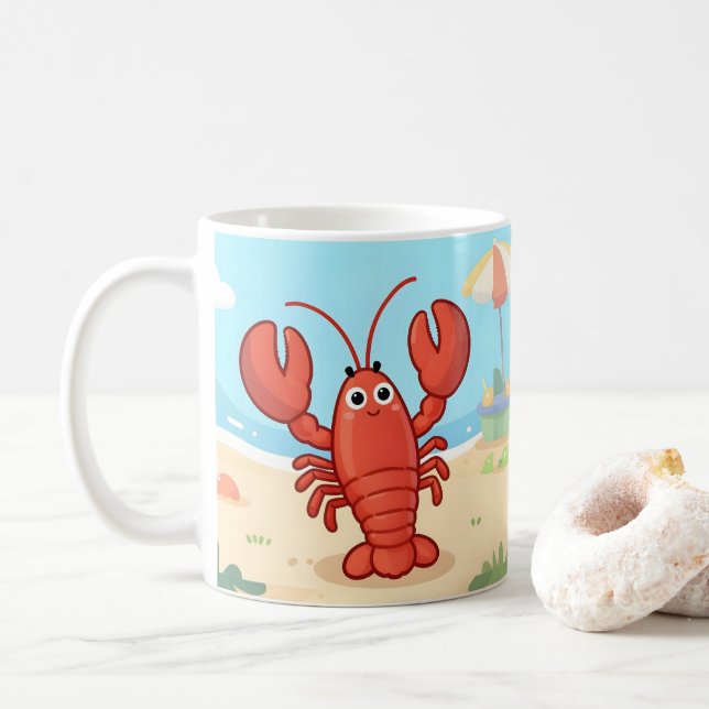 Hübscher Hummer am Strand Kaffeetasse (Mit Donut)