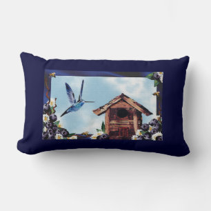 Hübscher Hummingbird, Birdhouse und Blueberries Lendenkissen
