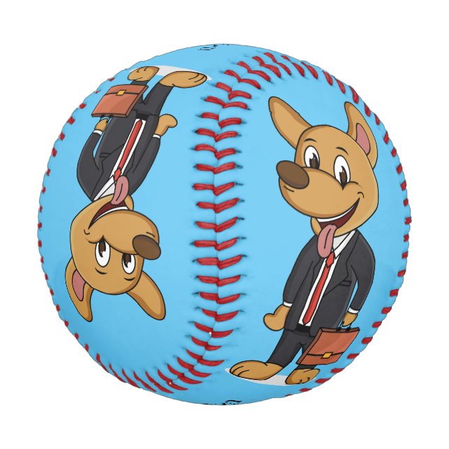 Hübscher Hund mit Anzug Cartoon Baseball (Schrägansicht)