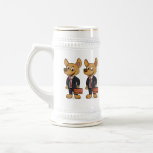 Hübscher Hund mit Anzug Cartoon Bierglas