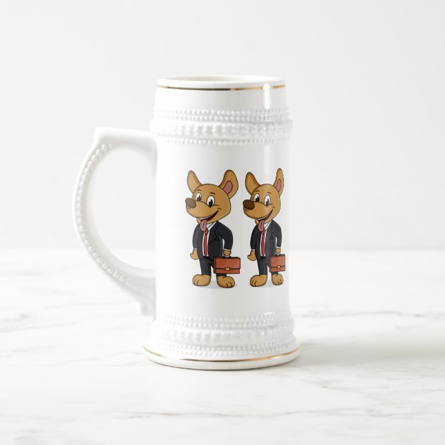 Hübscher Hund mit Anzug Cartoon Bierglas (Links)
