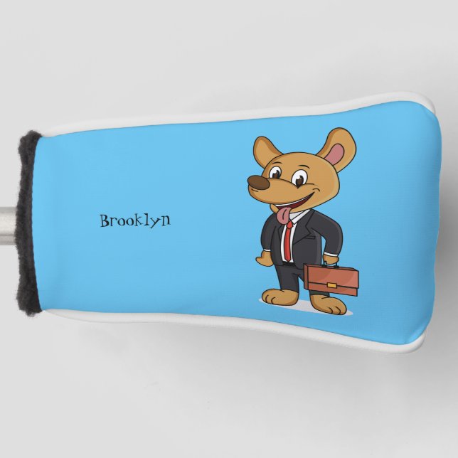 Hübscher Hund mit Anzug Cartoon Golf Headcover (Vorderseite)