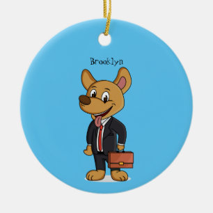 Hübscher Hund mit Anzug Cartoon Keramik Ornament