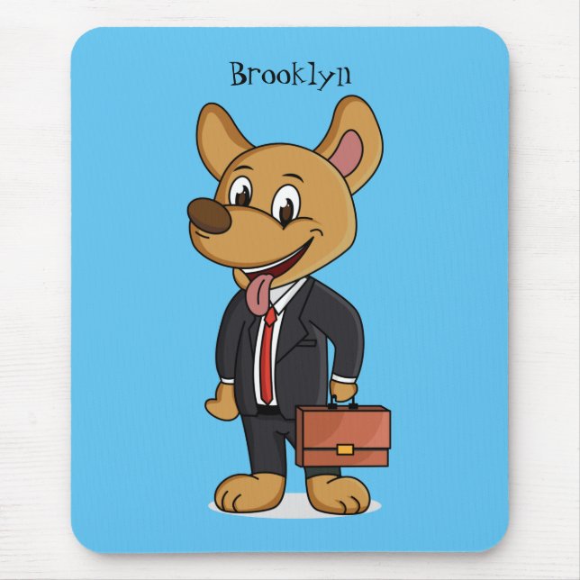 Hübscher Hund mit Anzug Cartoon Mousepad (Vorne)
