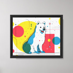Hübscher Hund sitzt in einem farbenfrohen Kunstber Leinwanddruck