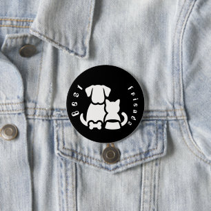 Hübscher Hund und Katze beste Freunde Silhouette P Button