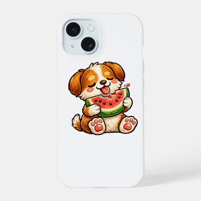 Hübscher Hund Wassermelone iPhone 15 Hülle (Rückseite)