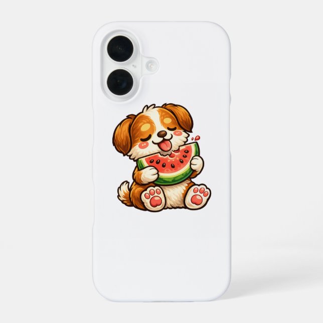 Hübscher Hund Wassermelone iPhone 16 Hülle (Rückseite)