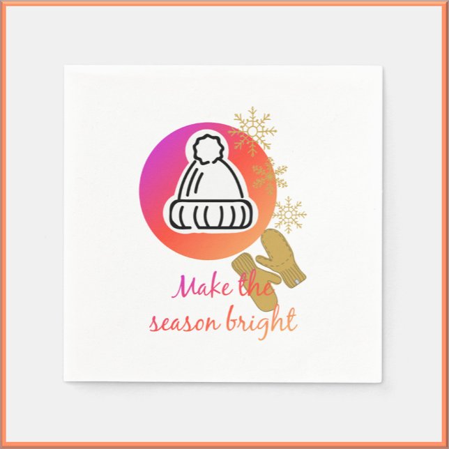 Hübscher Hut und Mittens Wintersaison - Helle Serviette (Von Creator hochgeladen)