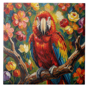 Hübscher Impasto Ara Papagei  Fliese