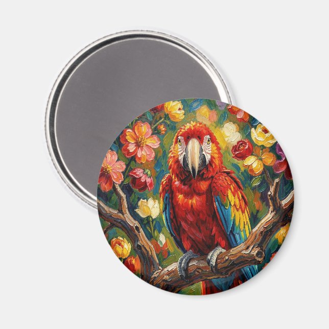 Hübscher Impasto-farbiger Ara-Papagei   Magnet (Vorderseite/Rückseite)