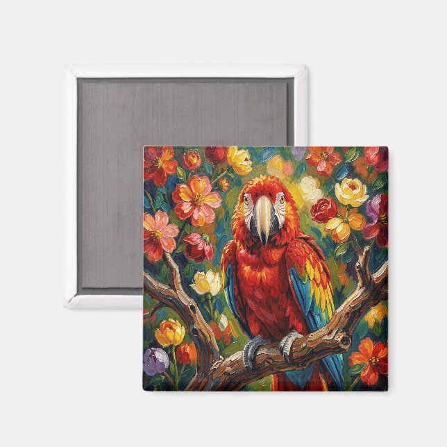 Hübscher Impasto-farbiger Ara-Papagei   Magnet (Vorderseite/Rückseite)