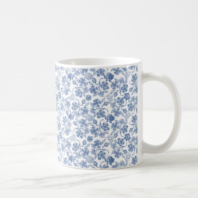 Hübscher Indigo-Blau-und weißerethnischer Kaffeetasse (Rechts)