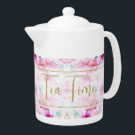 Hübscher Individuelle Name Blumenrosa und Gold<br><div class="desc">Herrliches Blumendesign in Rosa und Weiß mit Goldverzierung. Dieses bezaubernde feminine Design ist stilvoll, feminin und absolut luxuriös. Enthält die Möglichkeit, die TEA-ZEIT auf jeden Text zu ändern, den Sie für eine wirklich personalisierte Touch wünschen. Die hübschen Blume in sanften Pastellfarben sorgen für eine angenehme Atmosphäre. Das stilvolle und elegante...</div>