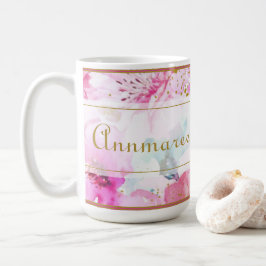 Hübscher Individuelle Name Blütenrosa und goldfarb Kaffeetasse