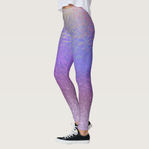 Hübscher Iridescent Glitzer Ombre Lila Leggings
