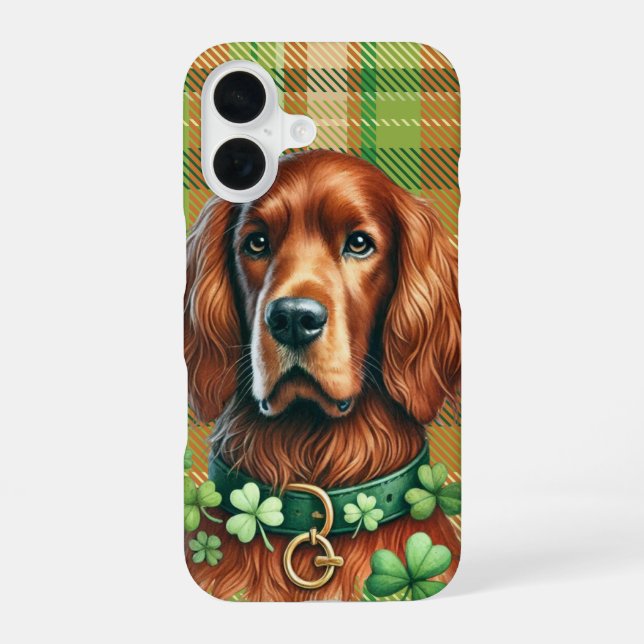 HÜBSCHER IRISH SETTER HUNDE MIT KLEEBLÄTTERN iPhone 16 HÜLLE (Rückseite)