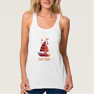 Hübscher "Just Sail" - Frauenrücklauf Tank Top