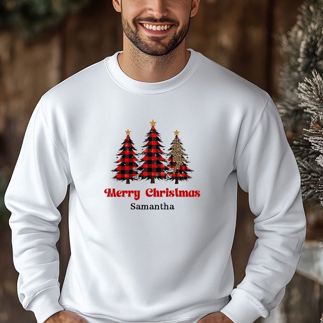 Hübscher Karo-Baum-Weihnachtspullover Festive Outf Hoodie (Lovely Plaid Tree Christmas Pullover Festive Outfit)