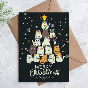 Hübscher Katzenbaum Haustierliebhaber Weihnachtswo Feiertagskarte