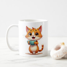 Hübscher Katzenkaffeebecher – doppelseitiges Carto